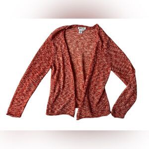 Vintage 90's Coldwater Creek Open Knit Orange Peach Cardigan Top Womens Large